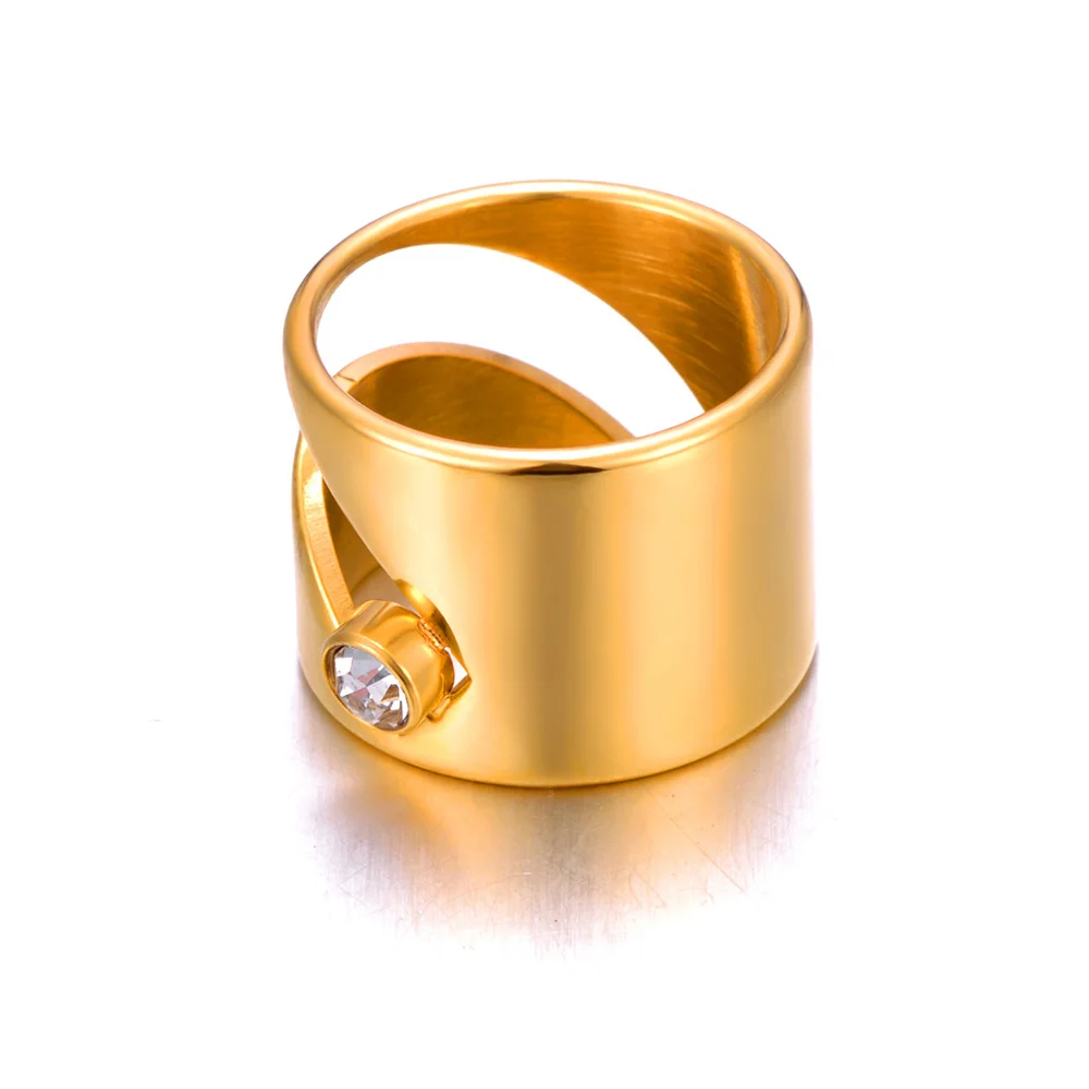 Lokaer Stainless Steel 18K Gold Plated CZ Crystal Handmade Metal