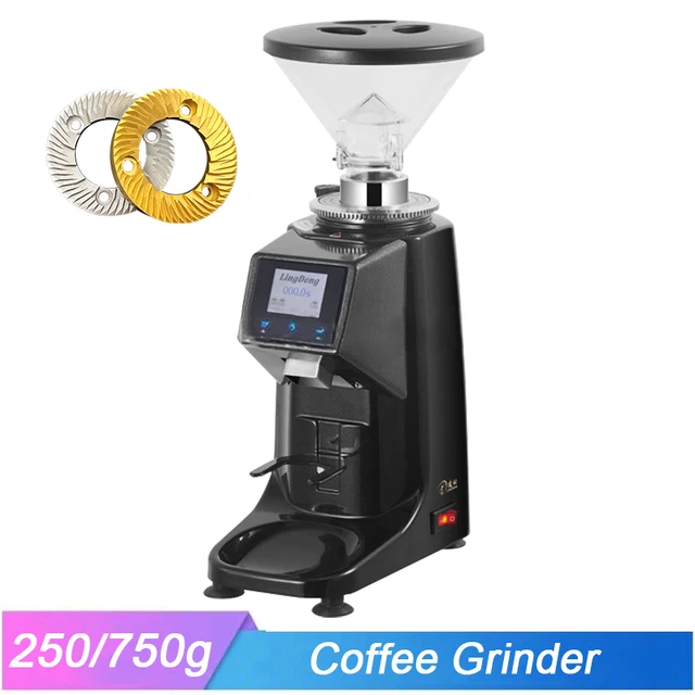 Intelligent Automatic/Manual Flat Burr Espresso Beans Grinder Miller Coffee Milling Crushing Cappuccino Maker Machine with Timer