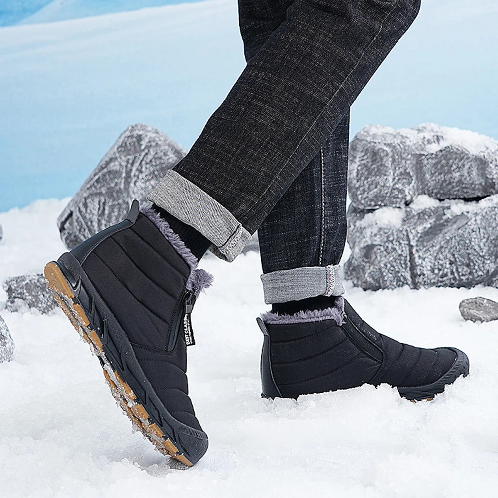 Winter Snow Boots Men's Warm Lined Ankle Non-Slip