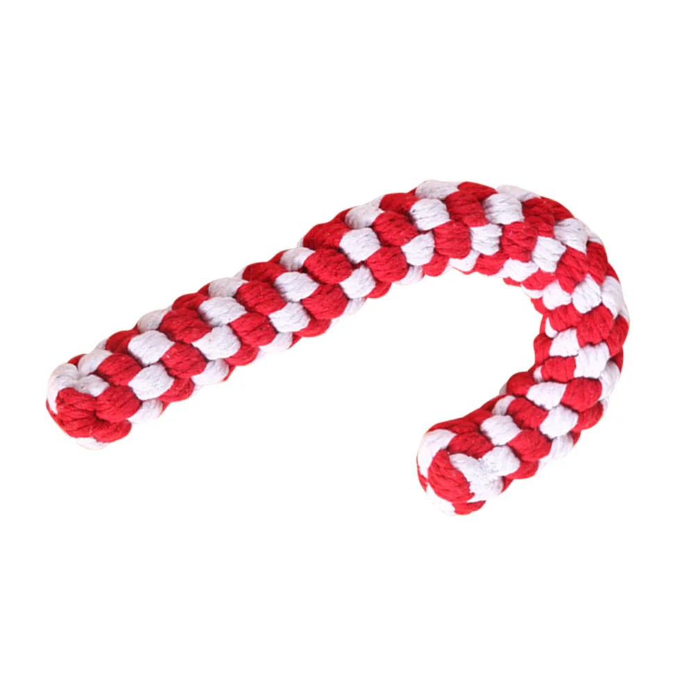 

Molar Toy Dog Chewing Toys Cotton Rope Weaving Christmas Cane Shape Making Chewing Supplies Educational Toy for Home Living