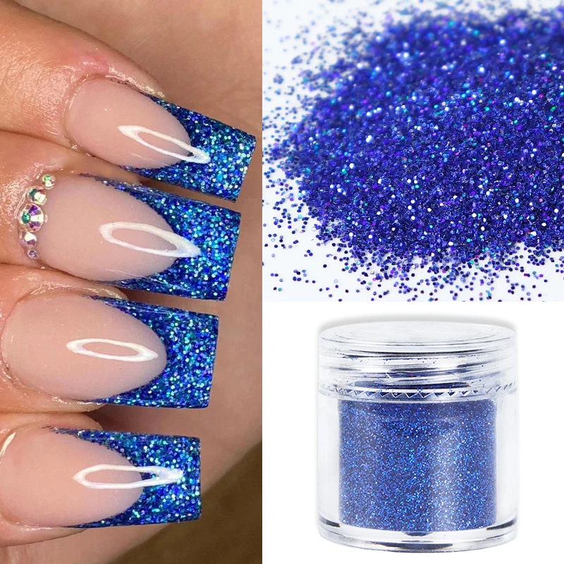 10ml Royal Blue Holographic Nail Fine Glitter Decoration Laser Gold Silver Pigment Powder Manicure Accessories Professionals Kit 50g bag dipping powder very fine blue red purple nail art polish building pigment fast dry salon dip manicure dust decoration r2