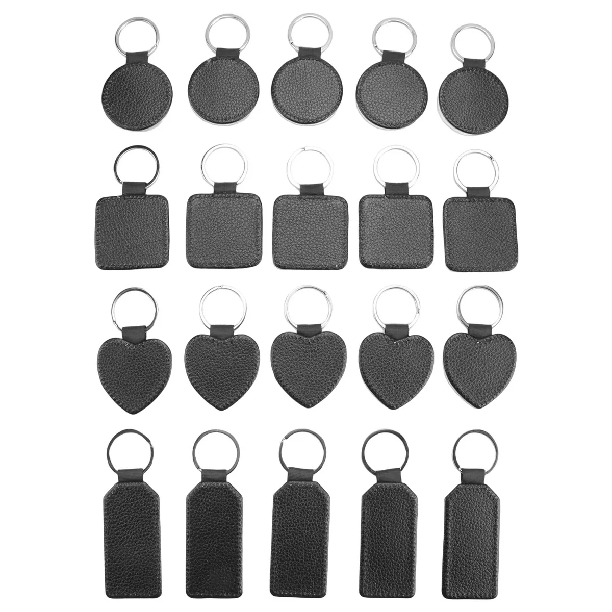 20 Pieces Sublimation Blank Keychains PU Leather Keychain Pendant Heat Transfer Keychain Ornament for Making