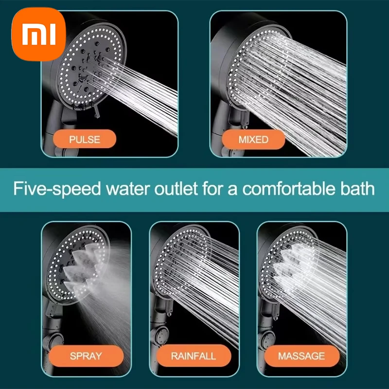 Xiaomi 5 Modes Adjustable Shower Head High Pressure  Showerheads Water Saving One-Key Stop Spray Nozzle Bathroom Accessories 2