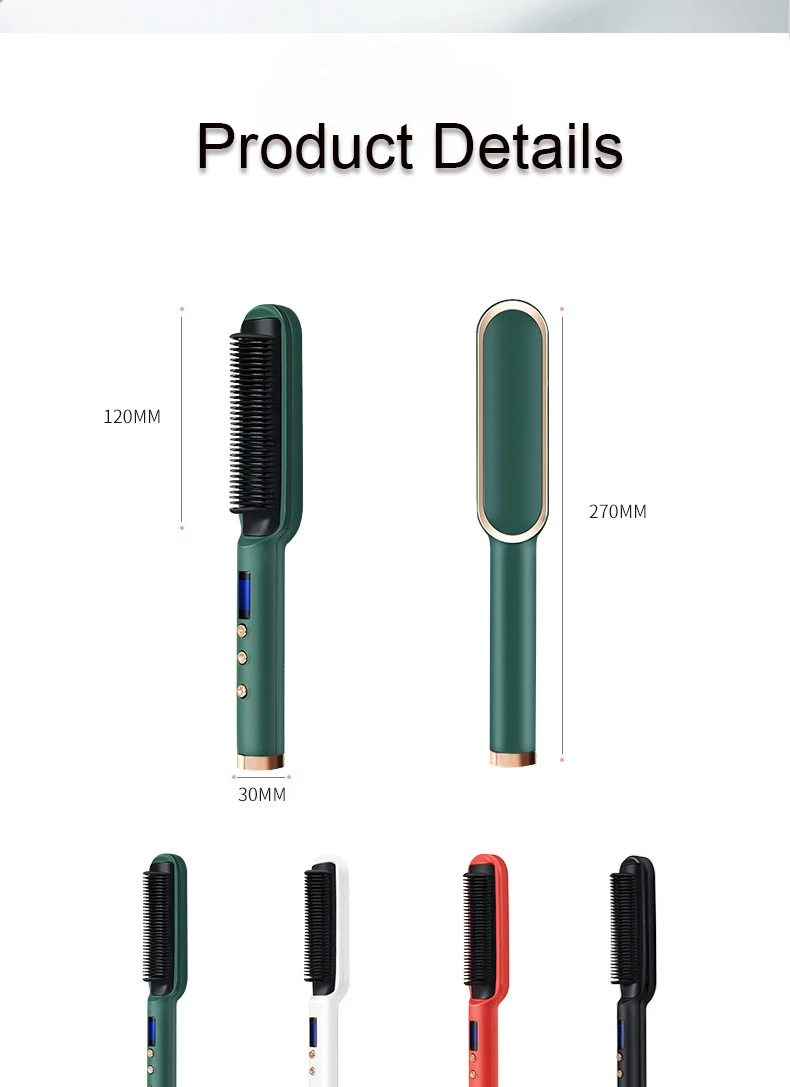 2-In-1 Heated Hair-Straightening & Styling Brush