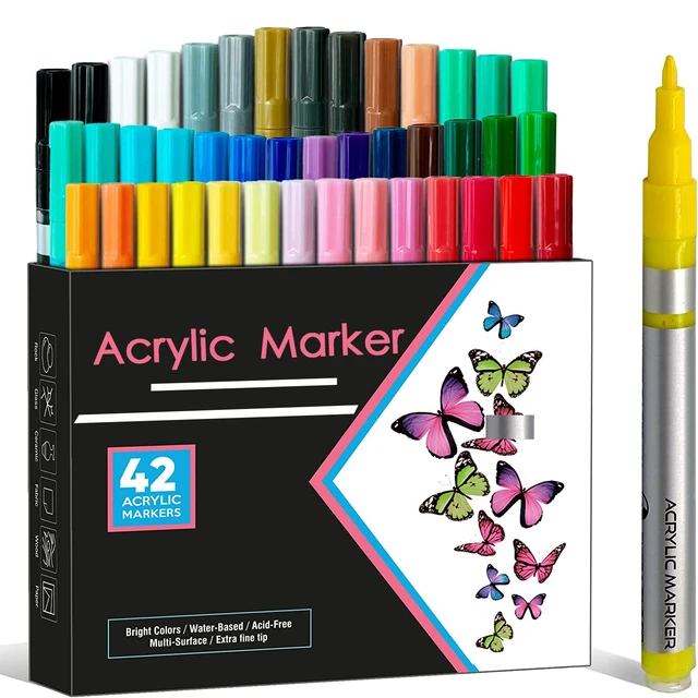 Premium Paint Pen Acrylic Paint Marker 0.7mm Fine Point and 2.0mm Middle Tip  Acrylic Art Marker for All Surfaces Art Supplies - AliExpress