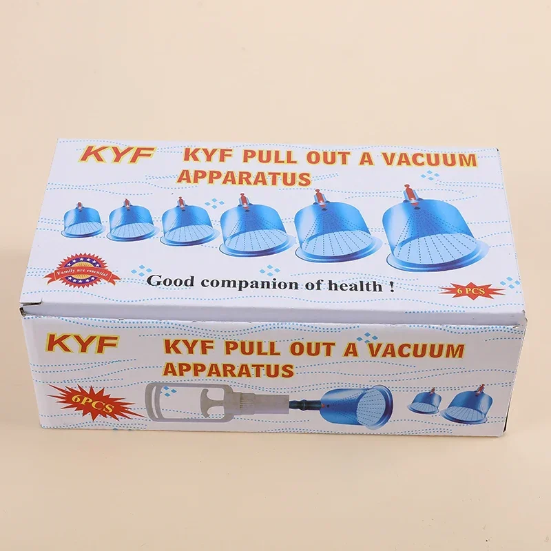 Household Cupping Therapy Set Vacuum Suction Cup Pump ABS Thick 6 Cans Cupping Massage Cups Acupuncture Massager Health Care 4