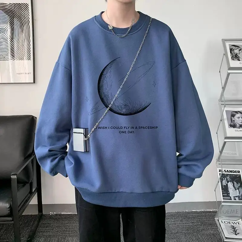 

2023 Autumn New 5XL Oversized Round Neck Sweatshirts for Men Y2k Print Thin Loose Large Size Pullover Harajuku Streetwear