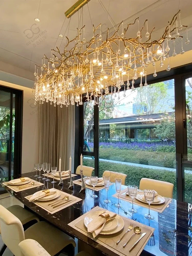 Luxury French Crystal Chandelier for Dining Room Full Copper Villa