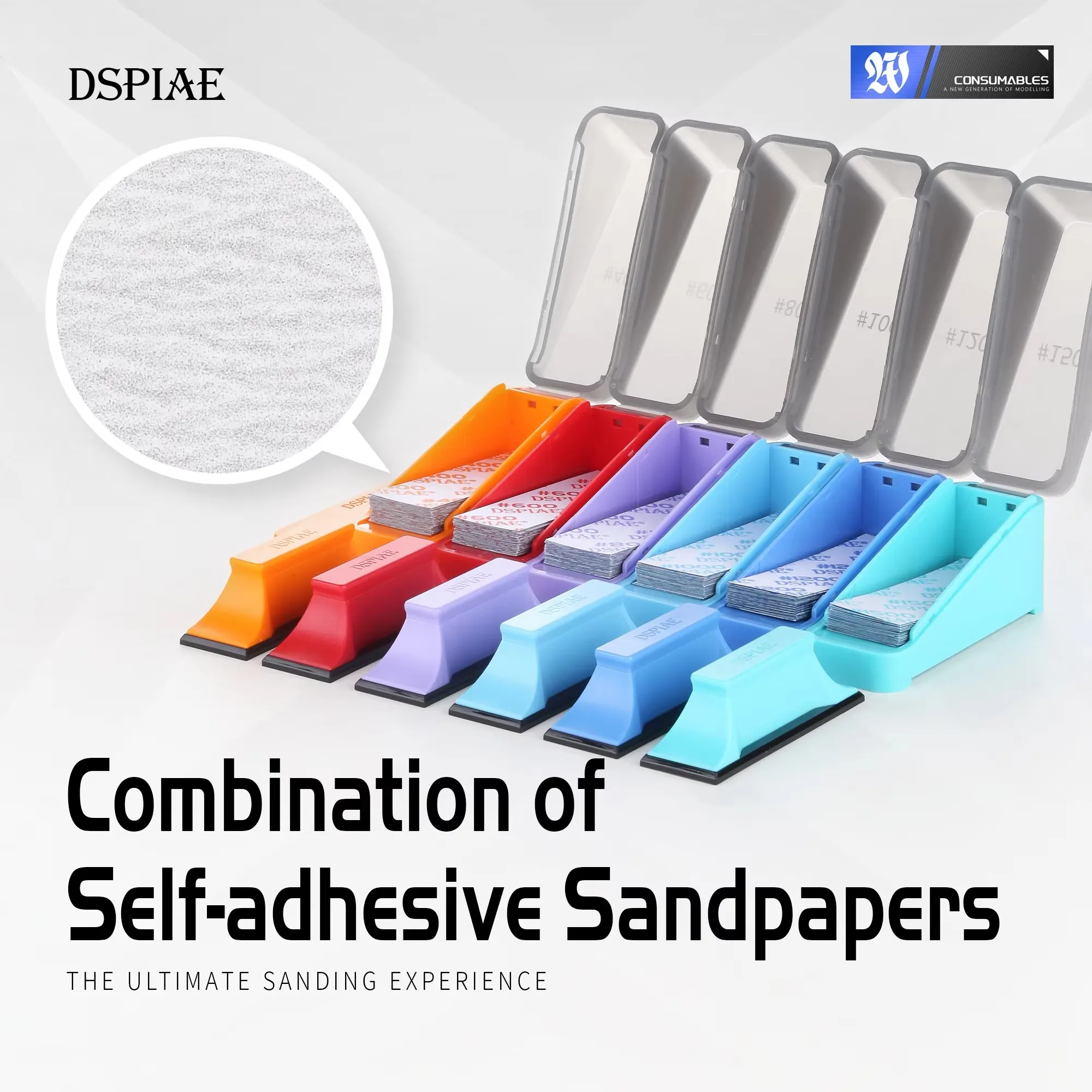 DSPIAE XSP Bloc de Meulage + Papiers de Verre Auto-Adhésifs pour Modélisme