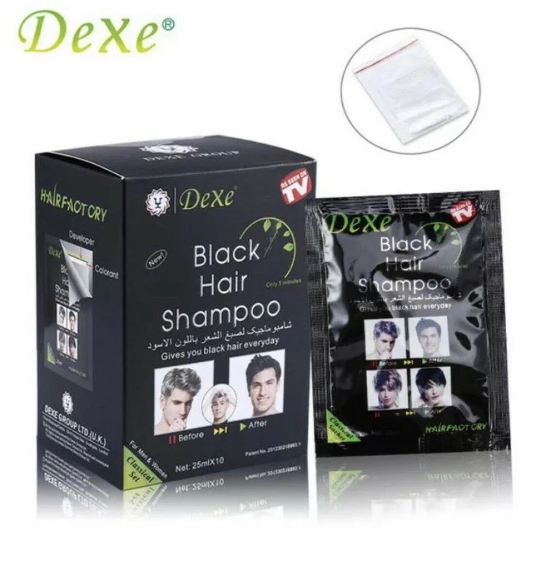 DEXE Black Hair Shampoo Instant 5-Min Hair Color Dye Permanent Black Hair Dye Color Hair Blackening Shampoo for Men and Women