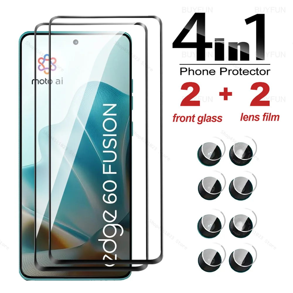 4-in-1 Tempered Glass Camera & Screen Protector with Curved Glass Edge