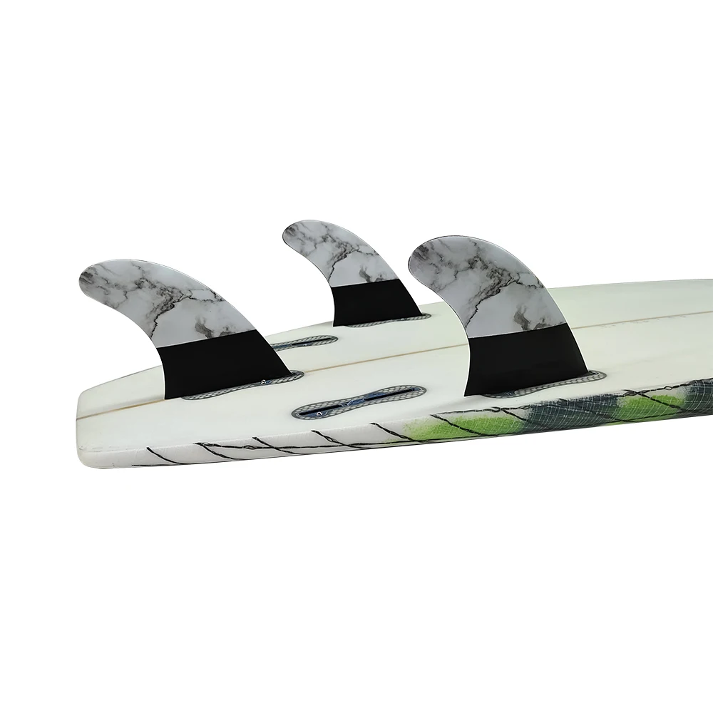 Medium/Large UPSURF FCS2 Surfboard Fin Tri Fin a set Fibreglass Double Tabs2 Funboard Fin Marbling Surf board Accessories