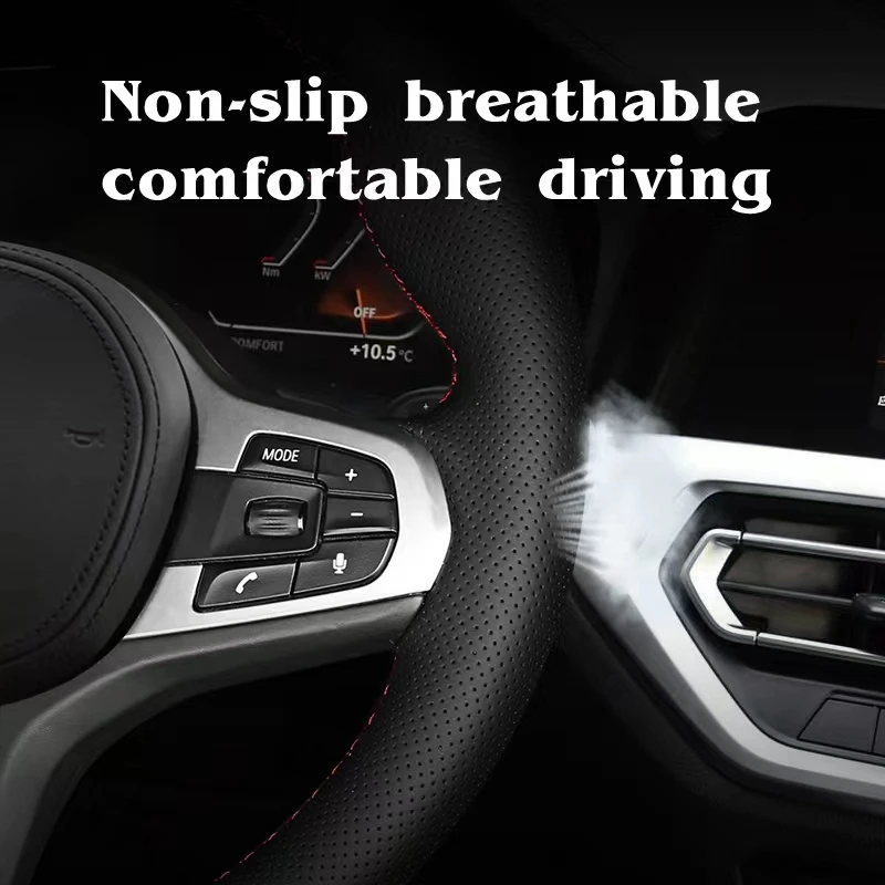 Customized Car Steering Wheel Cover Anti-Slip Leather Original Braid For Dodge Grand Caravan Journey Avenger Durango Accessories