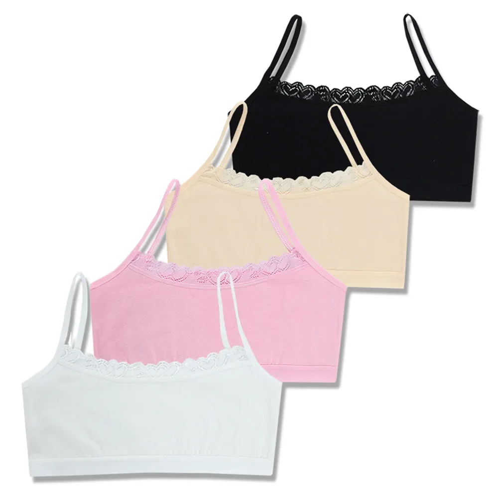 8pcs/Lot Children's Breast Care Girl Bra 8-14 Years Hipster Cotton Teens  Teenage Underwear Summer Kids Lace Vest Young