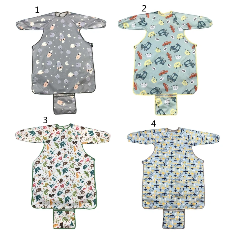 

Newborn Long Sleeve Bib Coverall with Table Cloth Cover Baby Dining Chair Gown