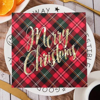 60pcs/20pcs Christmas Print Disposable Napkins Dining Table Tissues Festival Party Decoration Folding Servilletas
