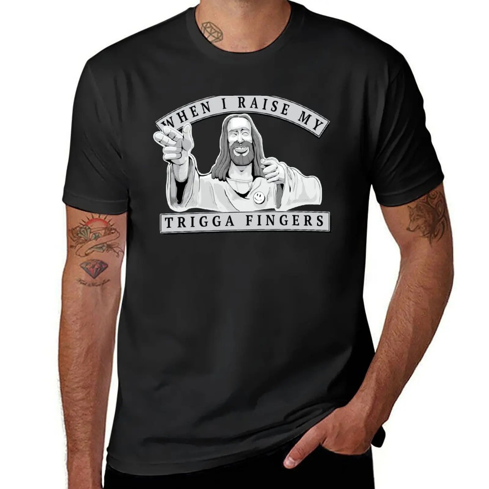 

Original Junglist - When I Raise My Trigga Fingers ( Cool Jesus Edit ) T-Shirt plus size tops oversizeds mens clothing