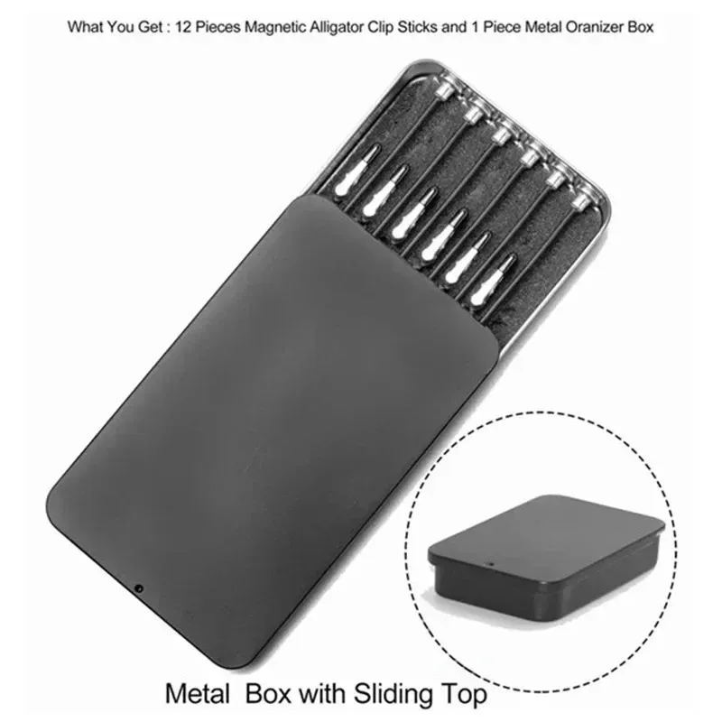 Pinces Crocodile Magnétiques Flexibles 12 pièces avec Boîte - Outils Modélisme