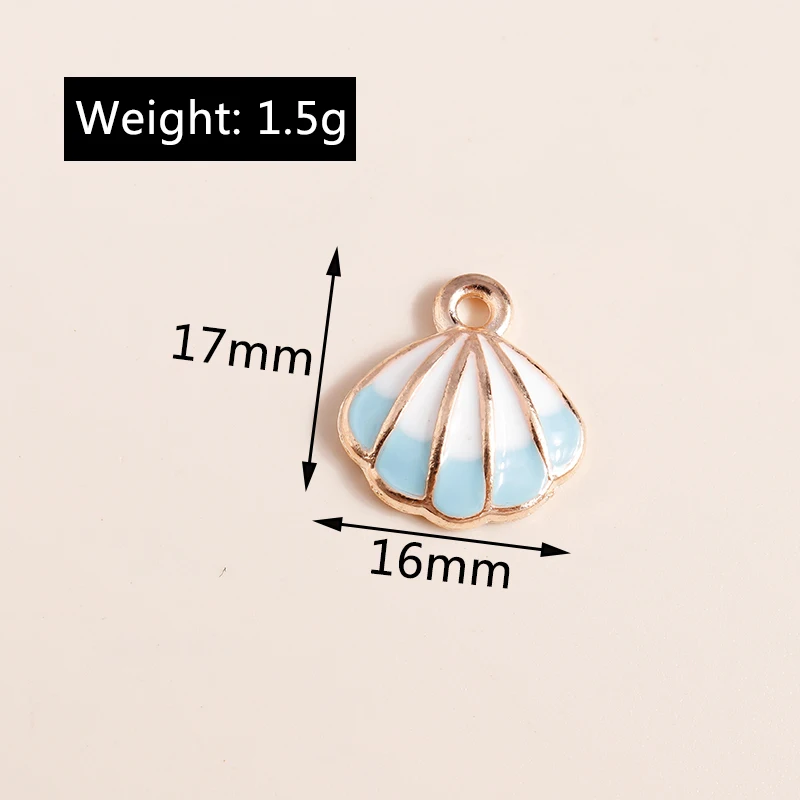 10 Stück 15 x 17 mm niedliche Emaille-Muschel-Anhänger für die Schmuckherstellung, Ohrringe, Halsketten, Armbänder, DIY-Bastelzubehör – Detail 1