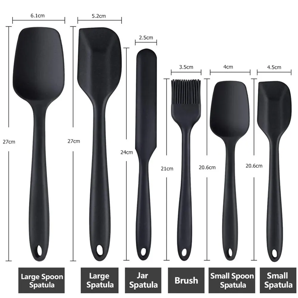 Kitchen Spatula Silicone Utensils Set of 6 Heat Resistant Rubber