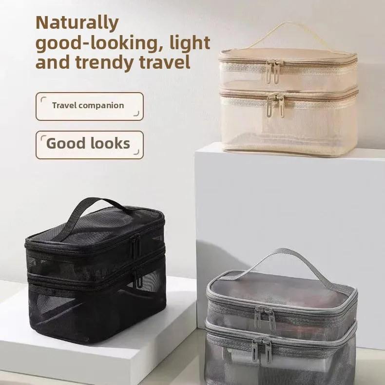 Spacious Nylon Mesh Cosmetic and Toiletry Travel Organizer