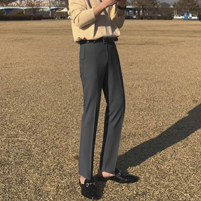 

2022 New Classic Loose Men Business Casual Pants Fashion Solid Dress Pants Men Fit Trousers Business Casual Formal Pants T26