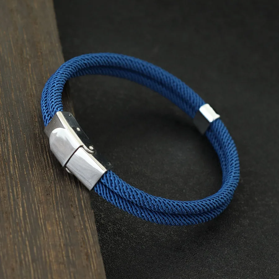 Stainless Steel Rope Bracelet for Men Double Layer Nautical