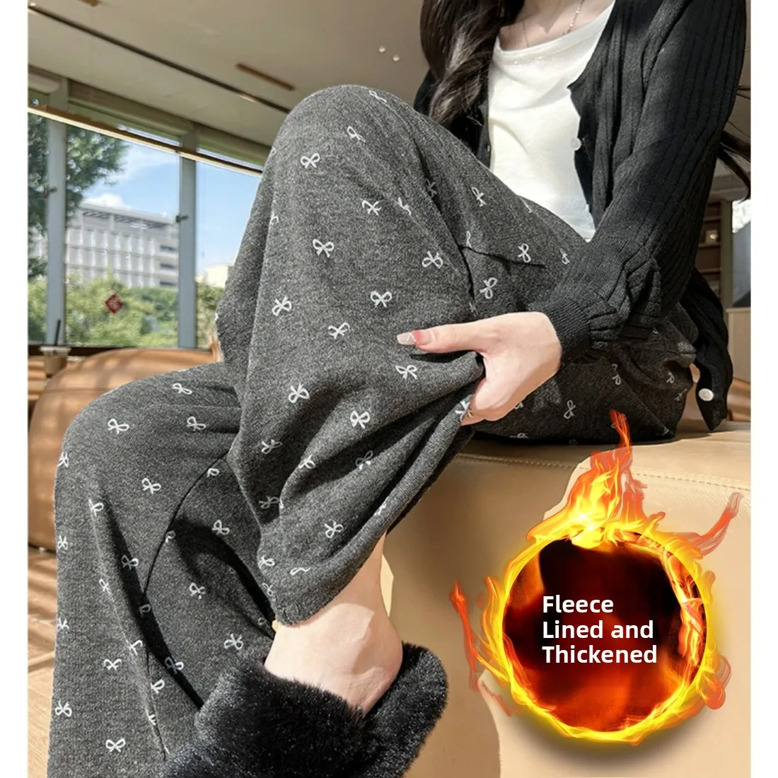 [fleece] [bow tie] dark gray [long style] suitable for height 165-173cm