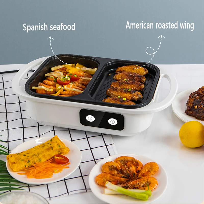 2 in 1 Non-Stick Shabu Pot and Griddle Multi Cookers BBQ Shabu Shabu Pot with Grill, Steaks, Ramen& Noodles,electric cooking pot 5