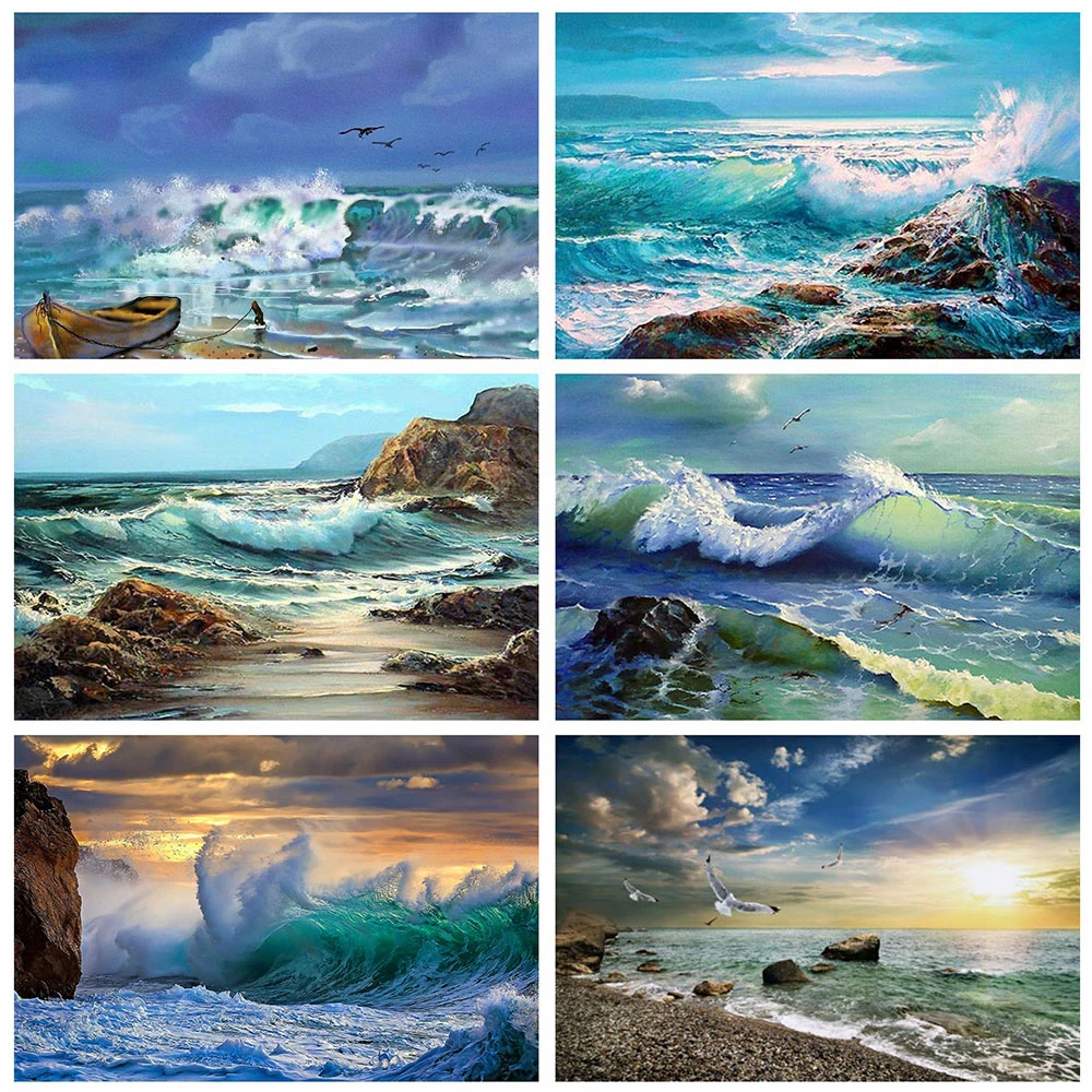 Evershine 5D DIY Diamond Embroidery Sea Cross Stitch Diamond Painting Kit