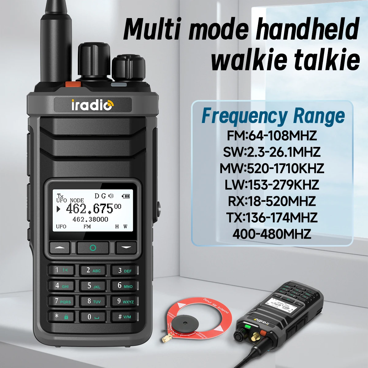 Iradio UV-88 Walkie Talkie Multi Band Ham Radio HF CB SSB AM Type-C Charging LSB CW LW MW SW 1024 Channels 5