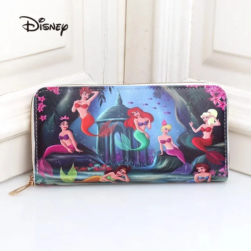 

Cute Disney Coin Purse The Little Mermaid Anime Long Wallet Card Holder Printing Coin Storage Bag Key Case Kawaii Coin Bag Gifts
