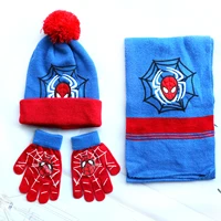 Autumn Winter Children Hat SpiderMan Classics Cartoon Scarf Hat Glove Warm knitted hat Boy Girl Cap Child Christmas Hat 1