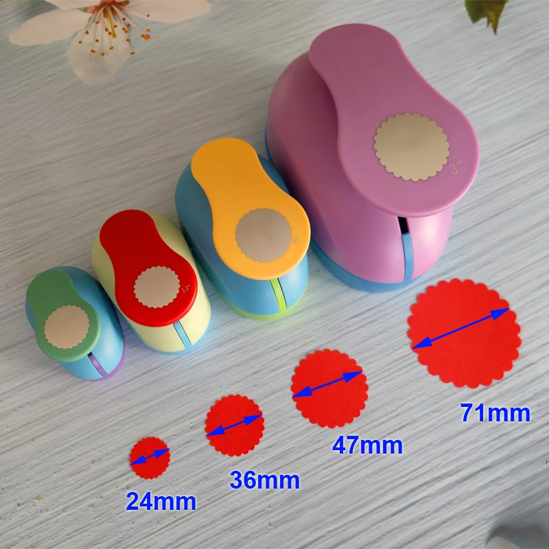 1pc 3" 2" 1.5" 1" Wave Circle Craft Punch Round Hole Paper Cutter Scrapbooking School Puncher EVA Greeting Card DIY Making Cut