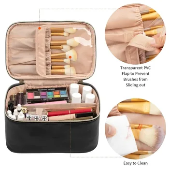 Borsa da Viaggio per Trucchi di Grande Capacità, Organizer per Cosmetici Portatile per Donne, Beauty Case Nero per Ragazze in Viaggio