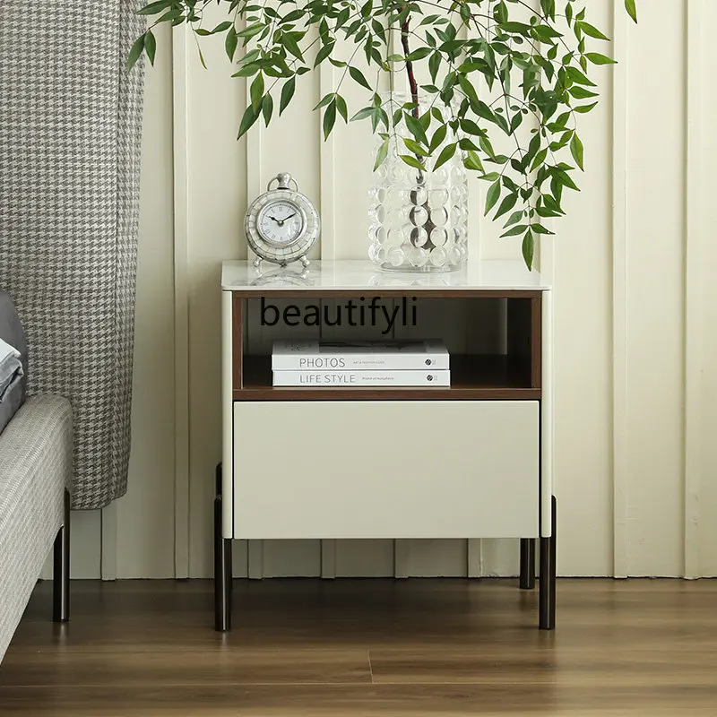 

yj Small Bedside Table Simple Modern Bedroom Bedside Supporter Storage Cabinet