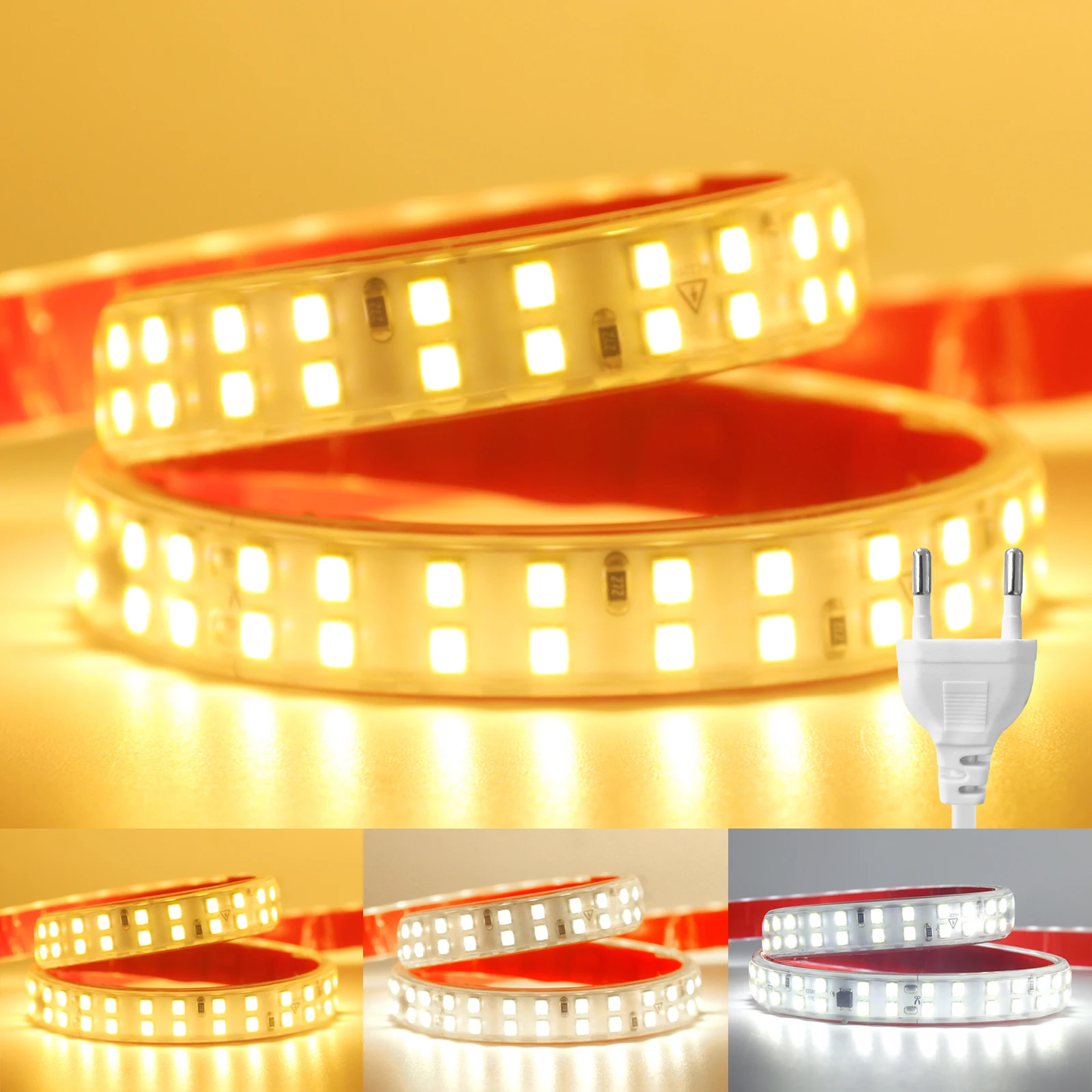 High-Density LED Strip Light with Flexible Adhesive and Power Kit - Waterproof and Customizable Lengths