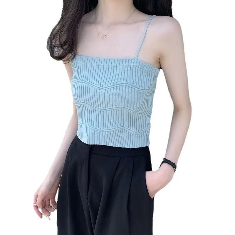 Women Knitted Tube Slip Camisole Top