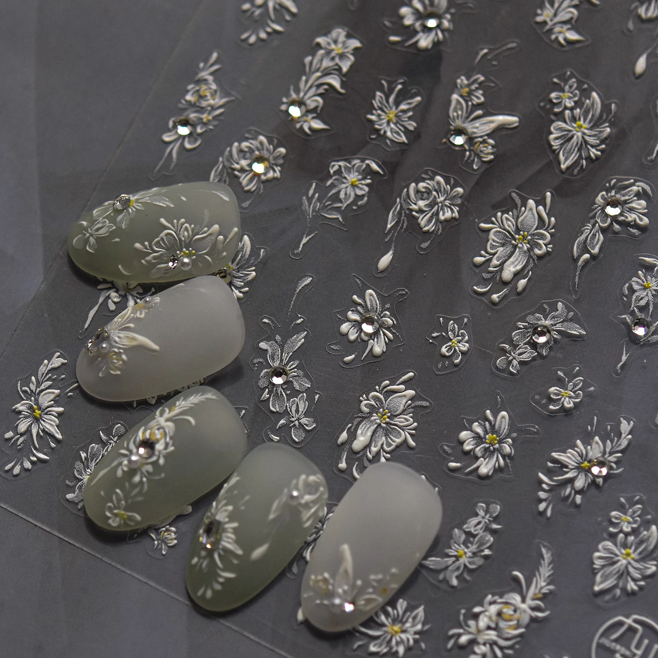 Petal Numerous Flowers Luxuriant Plant Garden Yellow Stamen Charming 5D Soft Relief Adhesive Nail Art Sticker 3D Manicure Decals,nail stickers,nail art tools,nail art decoration,nail decals