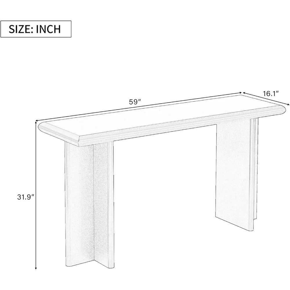 Modern console table, U-leg, 59.1 ", sofa table, narrow entrance table in hallway, Behind sofa, living room, foyer 2