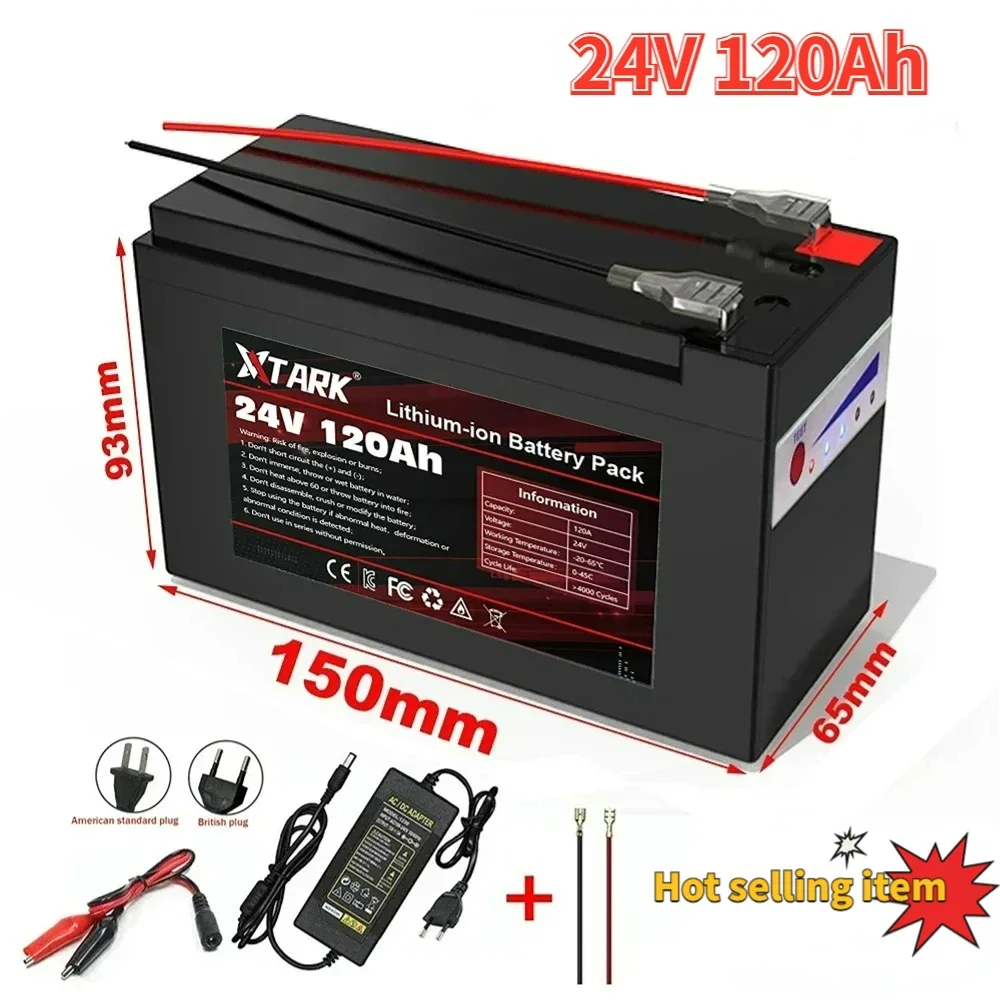 

New 18650 3S6P 24V 120Ah Lithium Battery Pack,Built-in 30A BMS,For Solar Energy Electric Vehicle Li-ion Battery+12.6V Charger