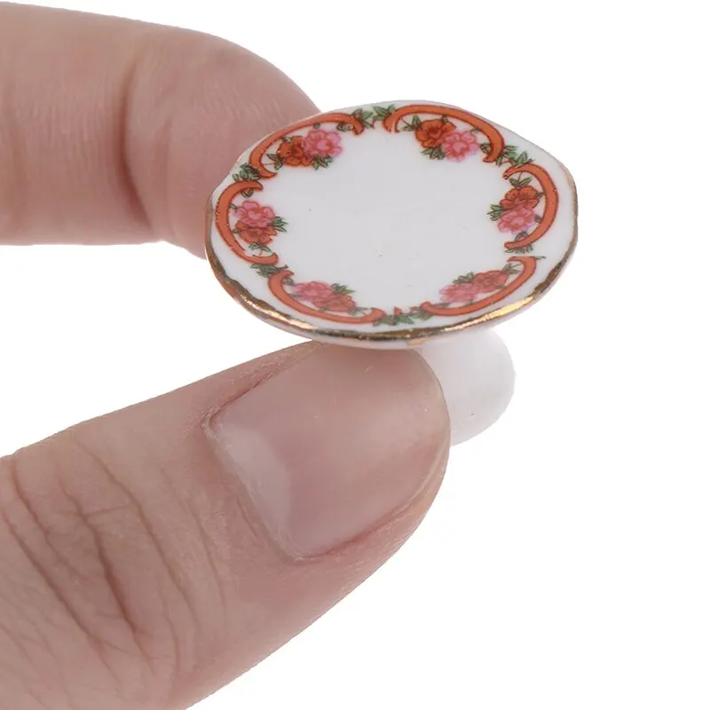 1Pcs 1:12 Dollhouse Miniature Porcelain Fruit Plate Dolls Kitchen Accessories for Dollhouse Decals