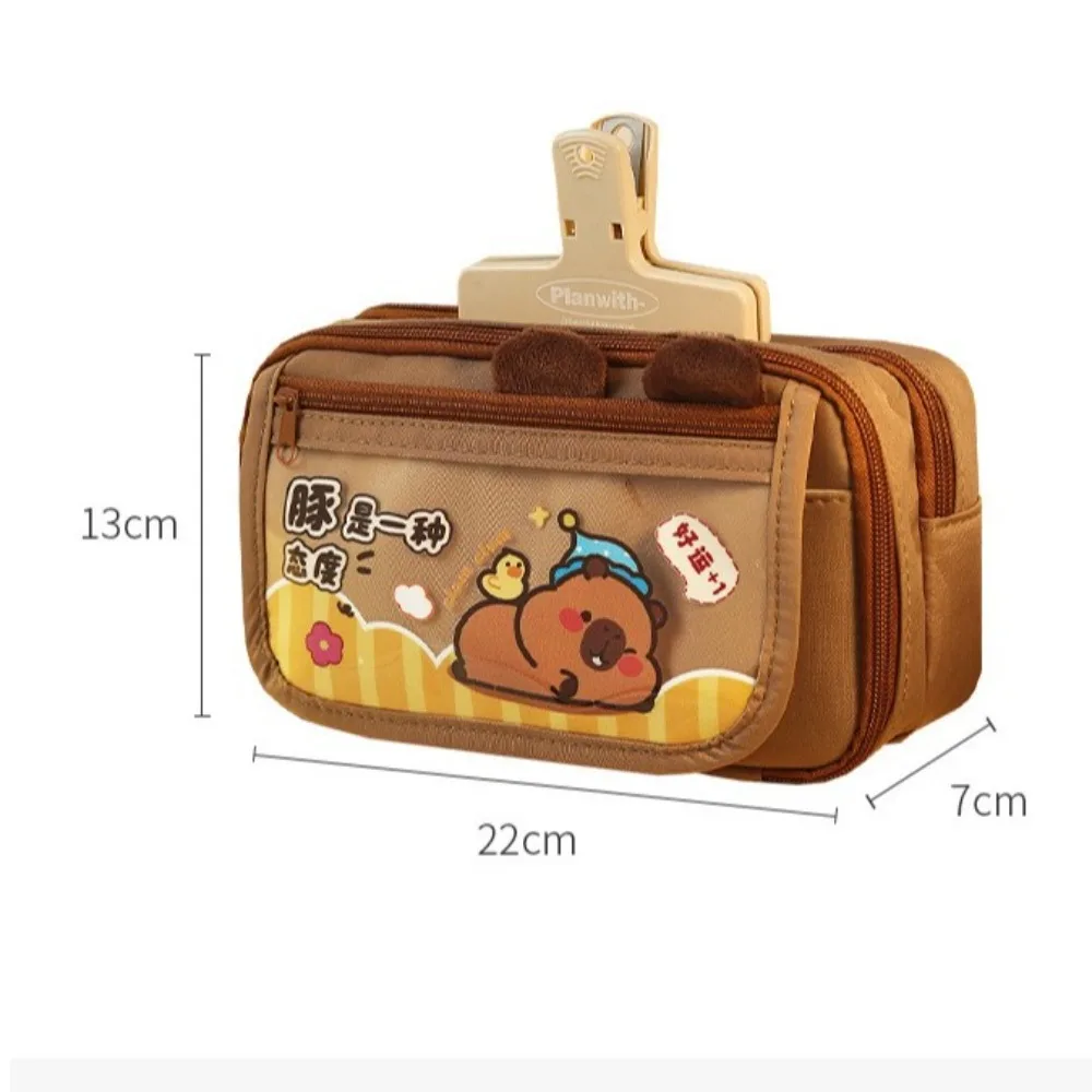 새로운 Capybara 펜 가방 분리형 먼지 방지 연필 케이스 대용량 편지지 가방 선물