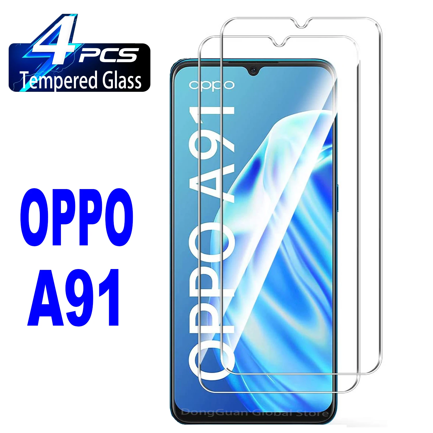 2/4Pcs Tempered Glass For OPPO A91 Screen Protector Glass Film 2 4pcs screen protector glass for oppo a78 tempered glass film