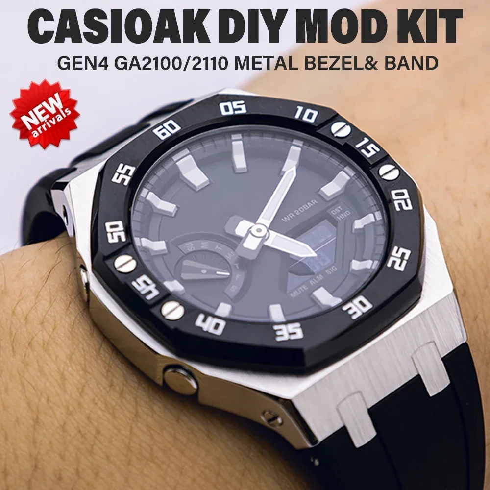 

Mod Kit GEN4 Metal Bezel for GA2100 Modification 3rd 4rd Generation Rubber Watch Case Strap GA 2100/2110 Steel Band