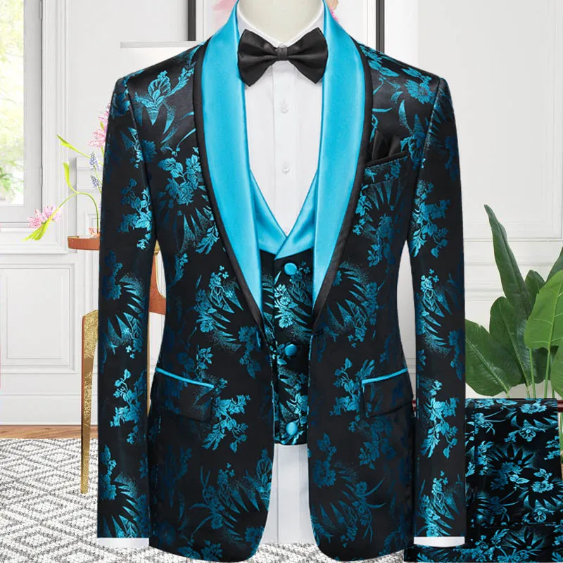 Thorndike Spring And Autumn Men Business Casual Suit Fashion Single Blazers Trousers Vest New Jacquard Wedding Suits Fit