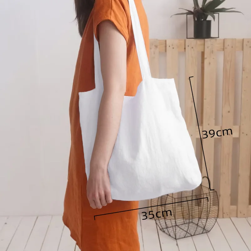 French Dew Retting Leinen 100 % reines Hanf Supermarkt Umwelt Stoff Tasche Träger faltbare tragbare Einkaufstasche Frauen