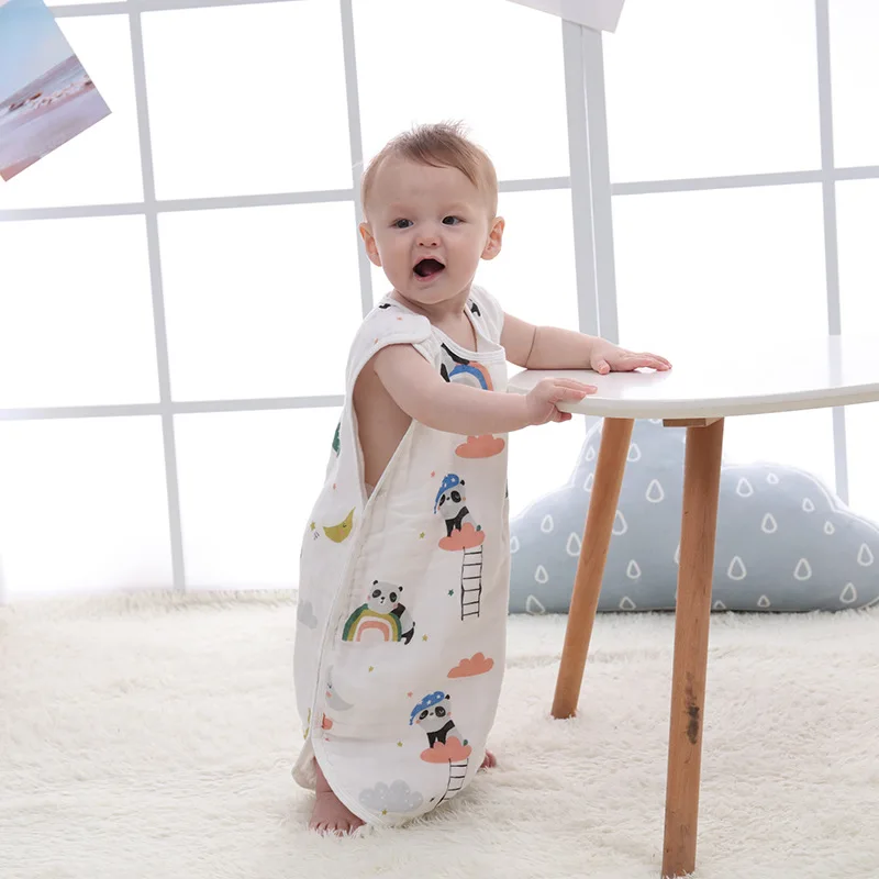 bed in a bag Kangobaby #My Soft Life# Summer Cute Cool Vest Style Baby Sleeping Bag 100% Muslin Cotton Infant Envolope Clothes Newborn Wrap white bedding