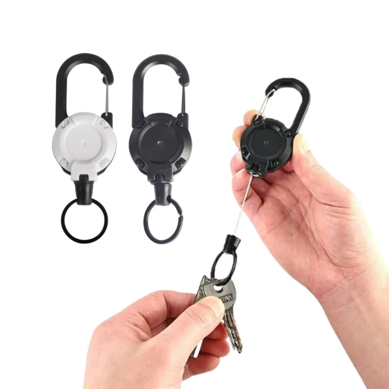 

1pc Automatic Retractable Wire Rope Antitheft Easy-to-pull Buckle Rope Elastic Keychain Sporty Retractable Key Ring Anti Lost