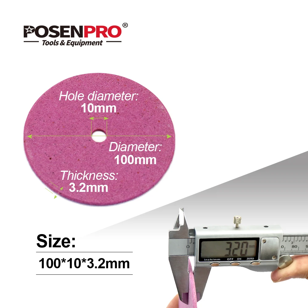 POSENPRO electric chainsaw sharpener grinding wheel 100mm, thick 3.2mm, cutting and polishing edge of chain saw teeth